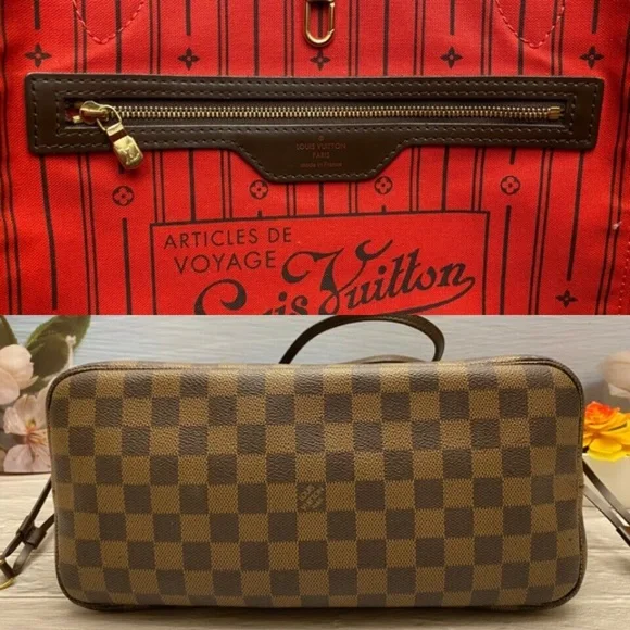 โค๏ธโ๐ฉนSOLDโค๏ธโ๐ฉน Louis Vuitton Neverfull MM Damier Ebene Cherry Red Tote Bag(SP0069) - Picture 8 of 12